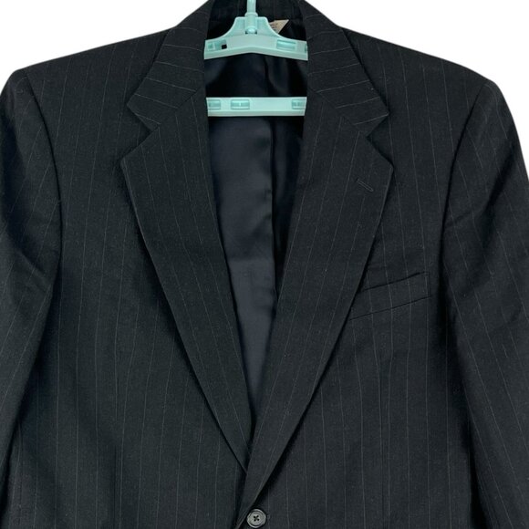 Wall Street Men's 100% Pure Wool Navy Blazer Sport Coat Size 42R Striped - Picture 3 of 12